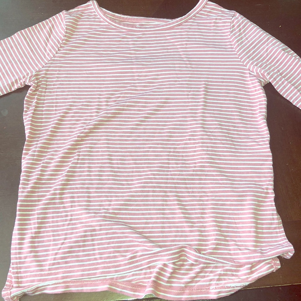 Girls short sleeve shirt pink and white